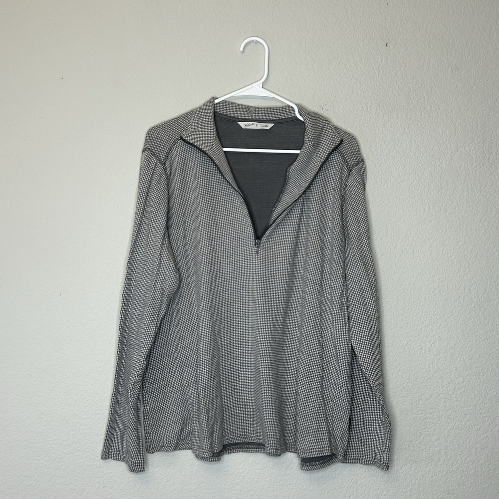 Woolrich 1/4 Zip Base Layer Pullover Shirt Women's Size XL Houndstooth Pattern